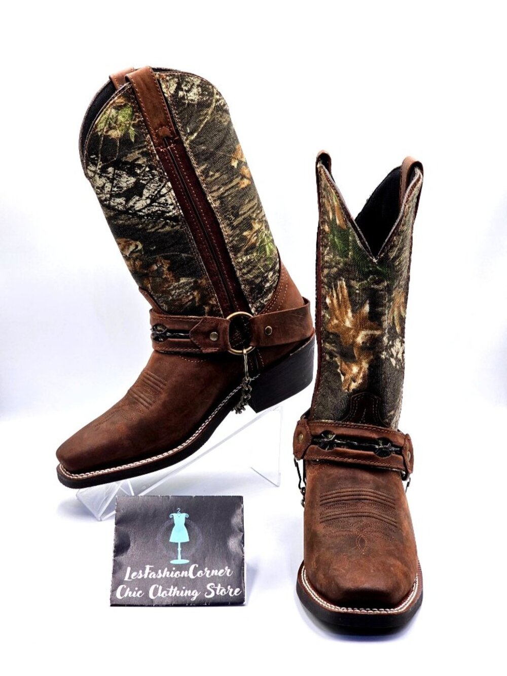 NWOB Laredo Men's Western Boots Gadsden Camo Harness Sq Toe Mossy Oak Sz 7 2472